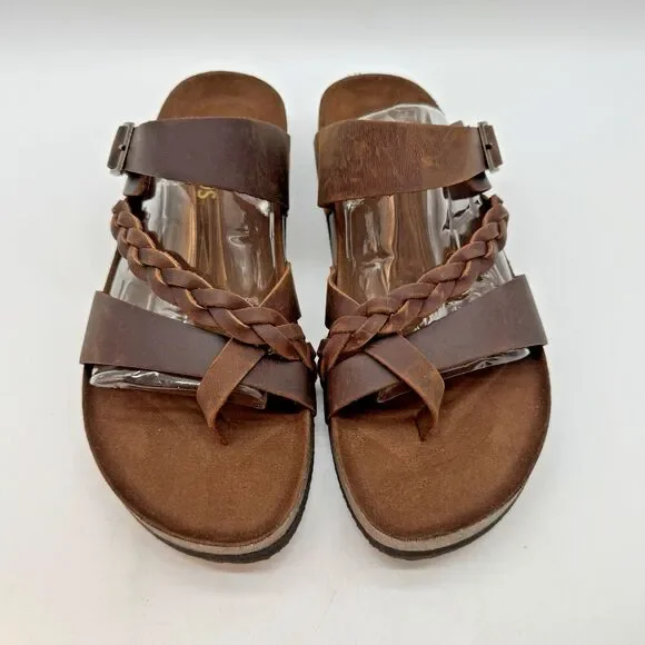 White Mountain Footbeds Hazy Sandal Women's 8M Whiskey Brown Leather Boho Slides - Picture 5 of 10